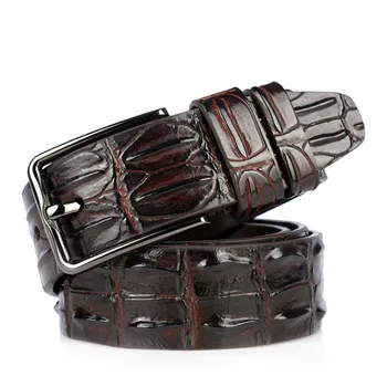 

High-end recreational crocodile pattern men's belt leather fashion personality pure cowhide black craft belt men's gift