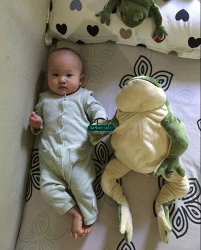 Dorimytrader 60cm New Funny Simulated Animal Frog Plush Toy 24'' Big Stuffed Cartoon Green Frog Doll Pillow Baby Gift DY61558 (12)