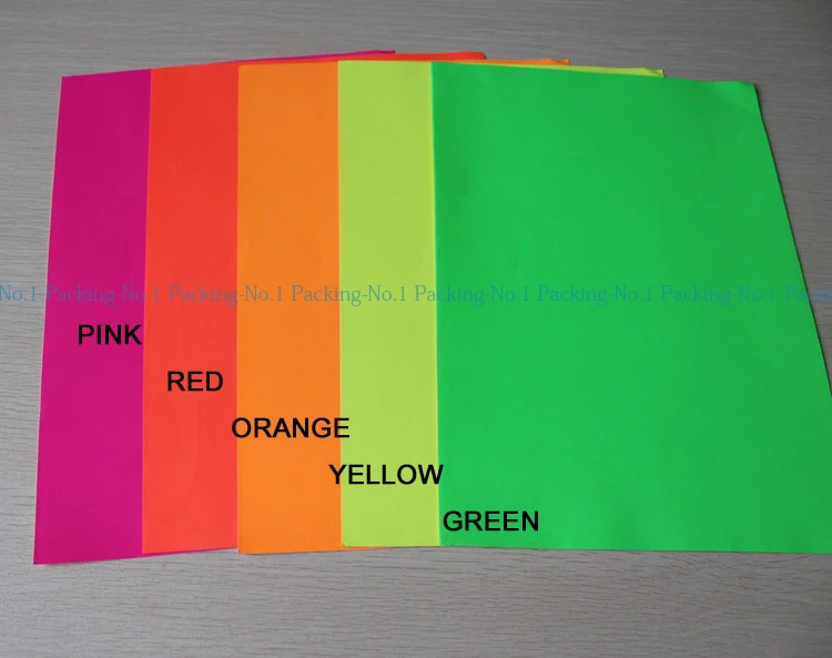 A4 size colorful Fluorescent Neon adhesive paper sticky label Paper For Laser and Inkjet Printer 100 pcs/lot assorted colour