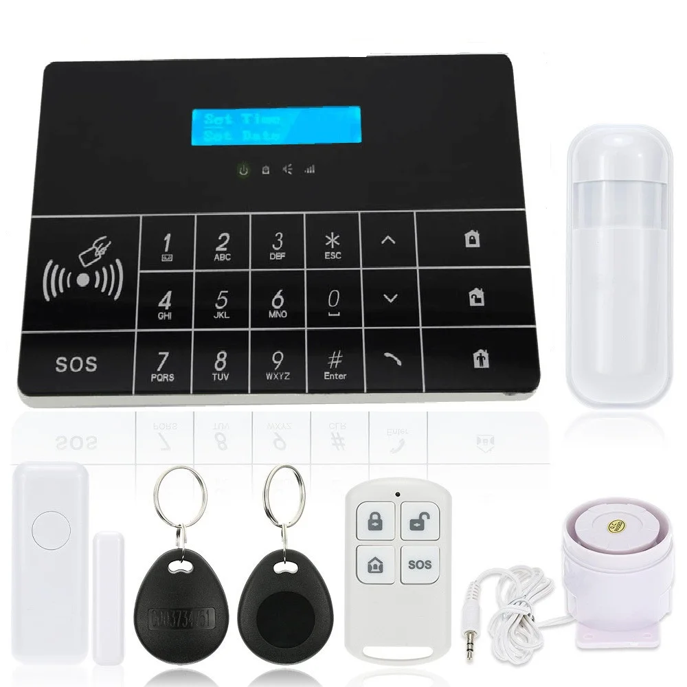 

Frre shiping Wireless GSM Alarm System LCD GSM&SMS RFID Touch Keyboard Home House Security Burglar Intruder Alarm System