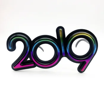 

6 pairs/lot 2019 Shaped Plastic Eyewear Glasses for New Year 2019 Party Photo props Funny Glasses