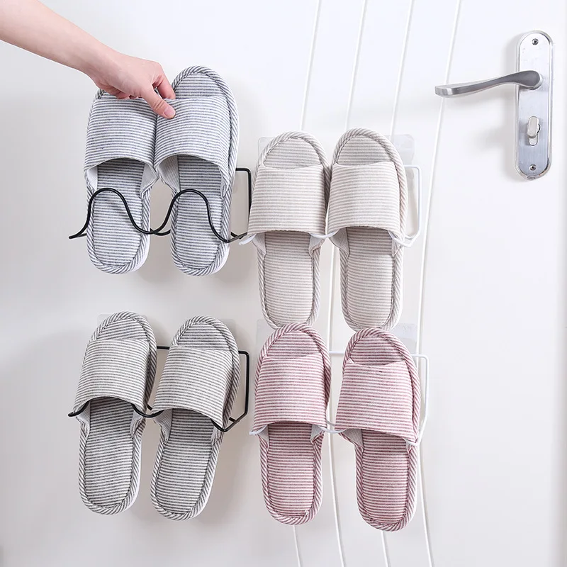 

Bathroom Slippers Rack Home Storage Iron Wall Hanging Storage Rack Door Living Room Wall Free Punching Shoe Rack Shoe Bracket
