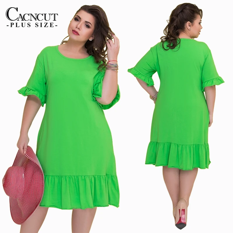 CACNCUT 5XL 6XL размера плюс повседневное свободное платье женское летнее элегантное платье большого размера по колено свободное платье Vestidos одежда для работы