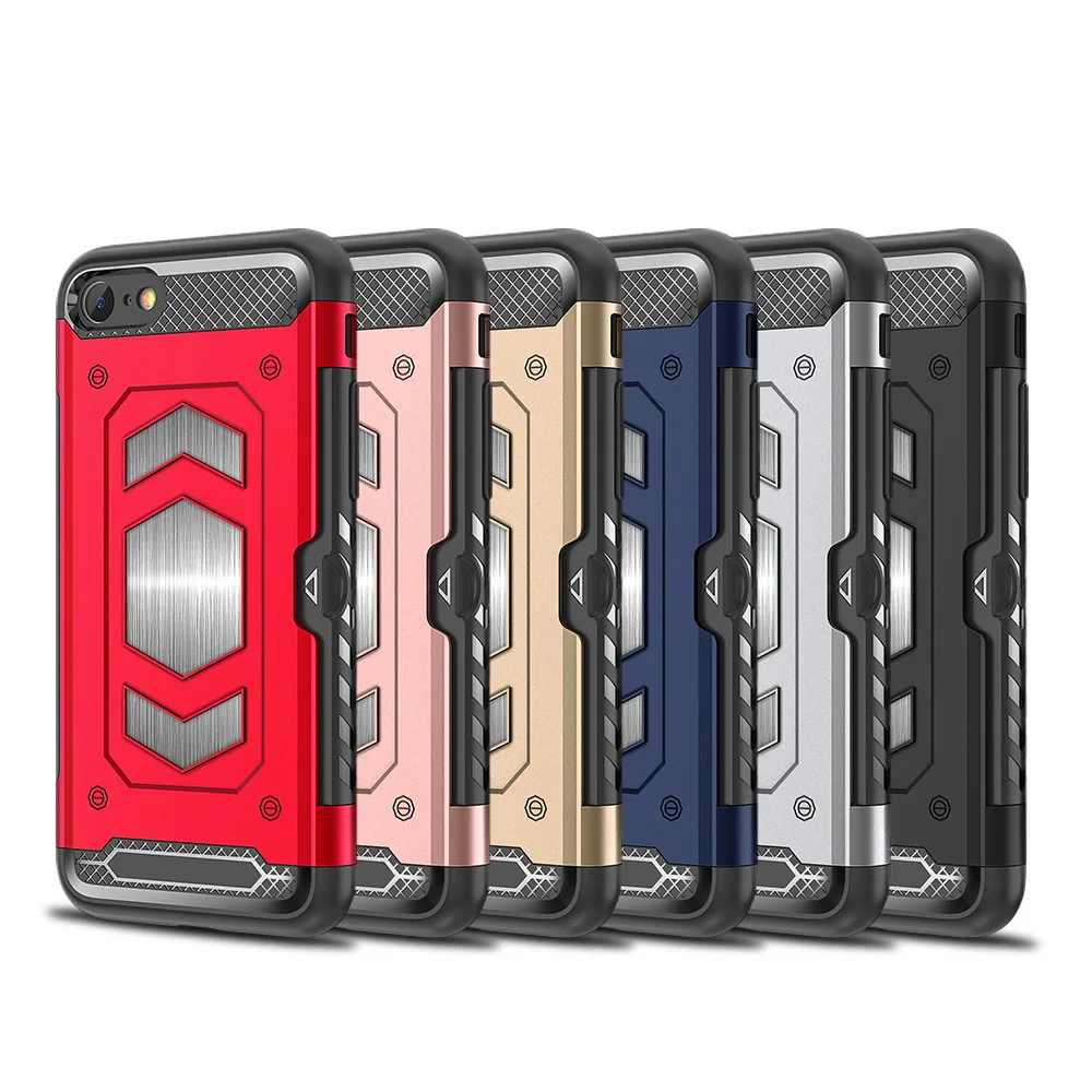 

Hybrid Armor Case For iPhone X 8 7 Plus Anti Shock With Card Pocket Car Magnetic Protection Phone Cover For iPhone 6 6s Plus KYT