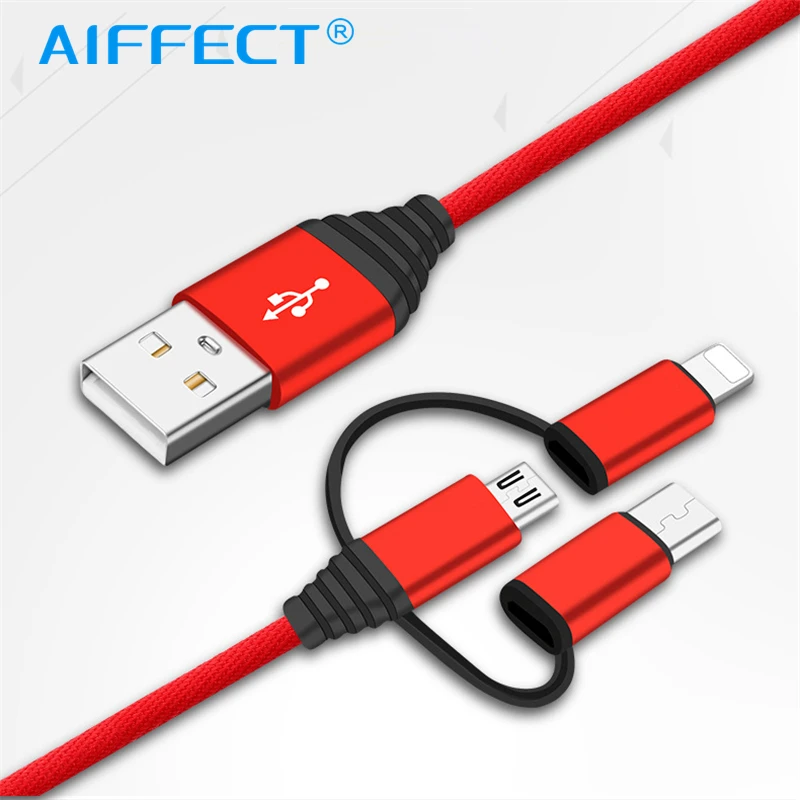 

AIFFECT 3 in 1 Mobile Phone USB Charging Cable for iPhone X Micro USB Type C Cable for Xiaomi Huawei Samsung Fast Charging Cable