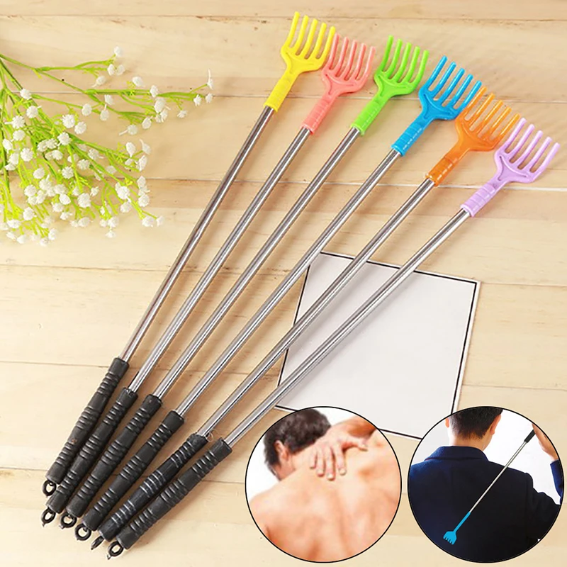 Portable Stainless Steel Itch Aid Scratch Tool 46*3.8cm With Soft Grip Back Scratcher Random Color