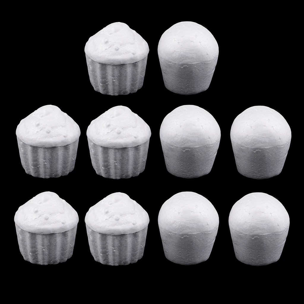 10Pcs Mixed Foam Cupcake Model Styrofoam Foam Decor for DIY Modelling Crafts Christmas Tree Polystyrene Styrofoam Foam Material
