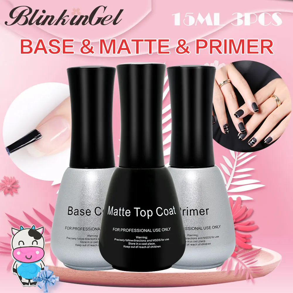 

3pcs Mineral Primer Nail Acid Free Rubber Base Liquid Primer 15 ml Nail Primer for Nail Matte Top Coat Multi-Use Top & Base Coat