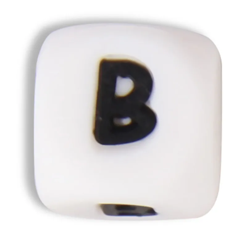 Chenkai 100 шт 12 мм силиконовый алфавит DIY детское кольцо для соски Жевательная бижутерия для прорезывания зубов создание игрушек буквенные бусины BPA бесплатно - Цвет: B