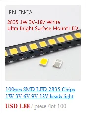 100 шт. SMD LED 2835 чипы 1 Вт 3 в 6 в 9 в 18 в бусины свет белый теплый 0,5 Вт 1 Вт 130лм поверхностное крепление PCB светоизлучающие лампы