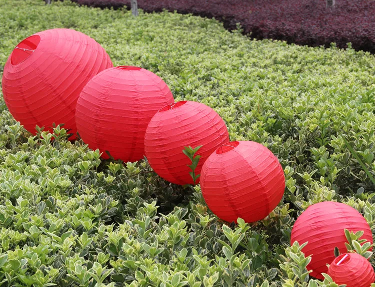 15-20-25-30-35-40см Красный Круглый Китайский бумажный фонарь шары для украшения и Вечерние Декорации Свадебные сувениры DIY Lampion Papier