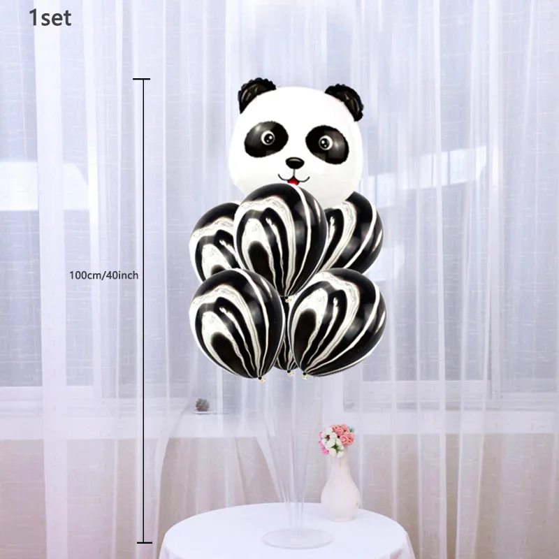 Мультяшные панды алюминиевые шары в черный горошек латексные со звездой покрытые фольгой шары Дети День рождения ребенок душ животные их вечерние украшения - Цвет: 1set Panda ZP