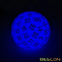 Bescon Glow in Dark Polyhedral Dice 100 Sides, Luminous D100 die, 100 Sided Cube, D100 Game Dice, Glowing 100-Sided Cube 2