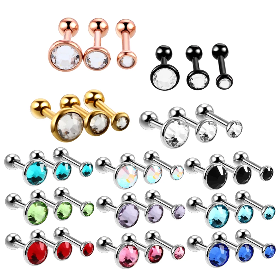 Buy Swanjo 3pcs/lot Steel Crystal Ear Stud Piercing