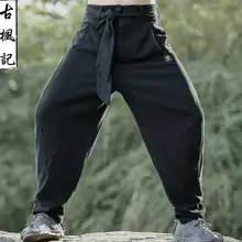 Мужские брюки в китайском стиле зимние брюки гладкие льняные брюки свободные шаровары плюс размер шаровары есть плюс бархат