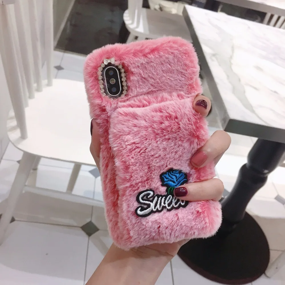 Милый плюшевый Меховой чехол для Apple iphone 6 7 8 10 Plus X XR XS Max IP 6plus 7plus 8plus XSmax новые