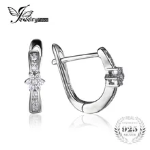 Jewelrypalace flor cubic zirconia aniversario channel set pendientes 925 joyas de plata para las mujeres de moda
