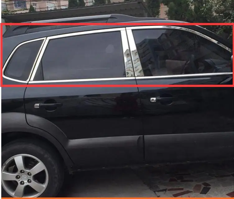 

High quality case For Hyundai Tucson 2004- 2009 Stainless Steel Full Window Frame Sill Trim With Center Pillars accessories