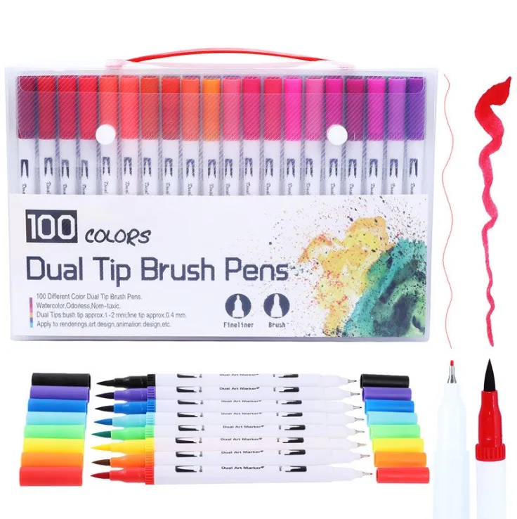 

12/18/24/36/48/72/100PCS Colors FineLiner Drawing Painting Watercolor Art Marker Pens Dual Tip Brush Pen School Supplies