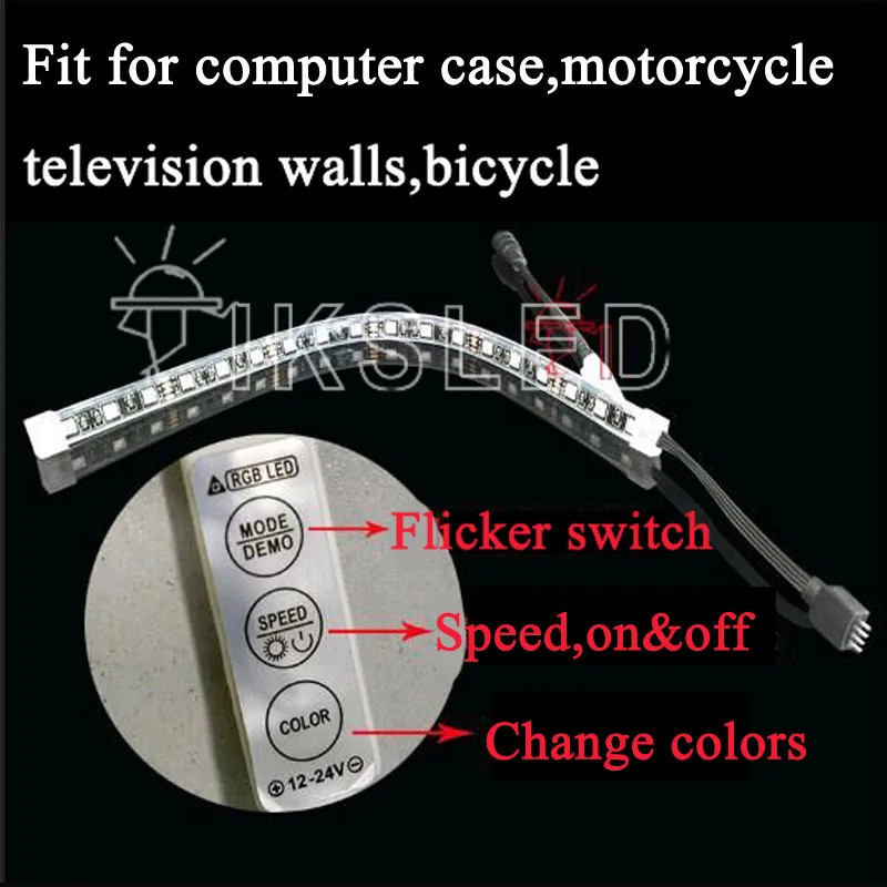30cm Vehicle Yellow Flexible LED Strip Lights 18pcs 5050 SMD Waterproof IP-65