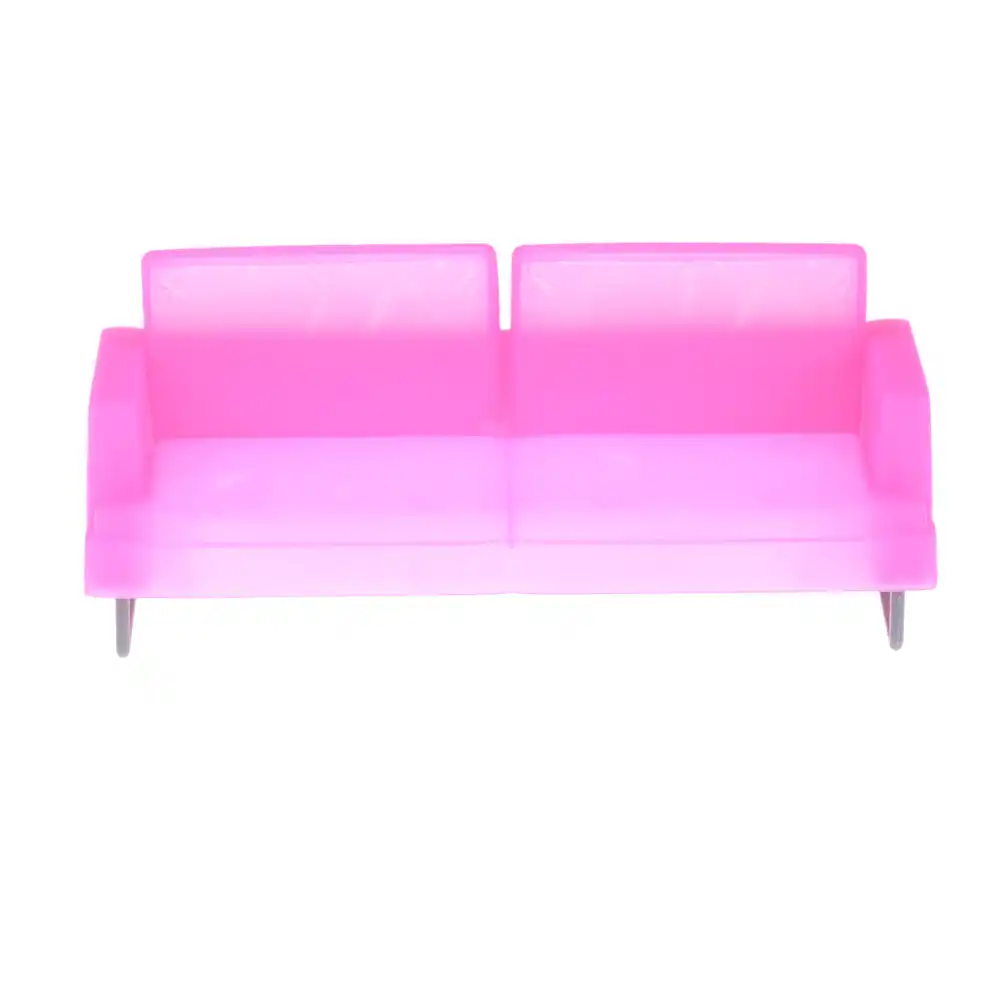 Doll House Sofa Miniature For Barbie Deluxe Pink Plastic Sofa Miniature For Barbie Deluxe Pink