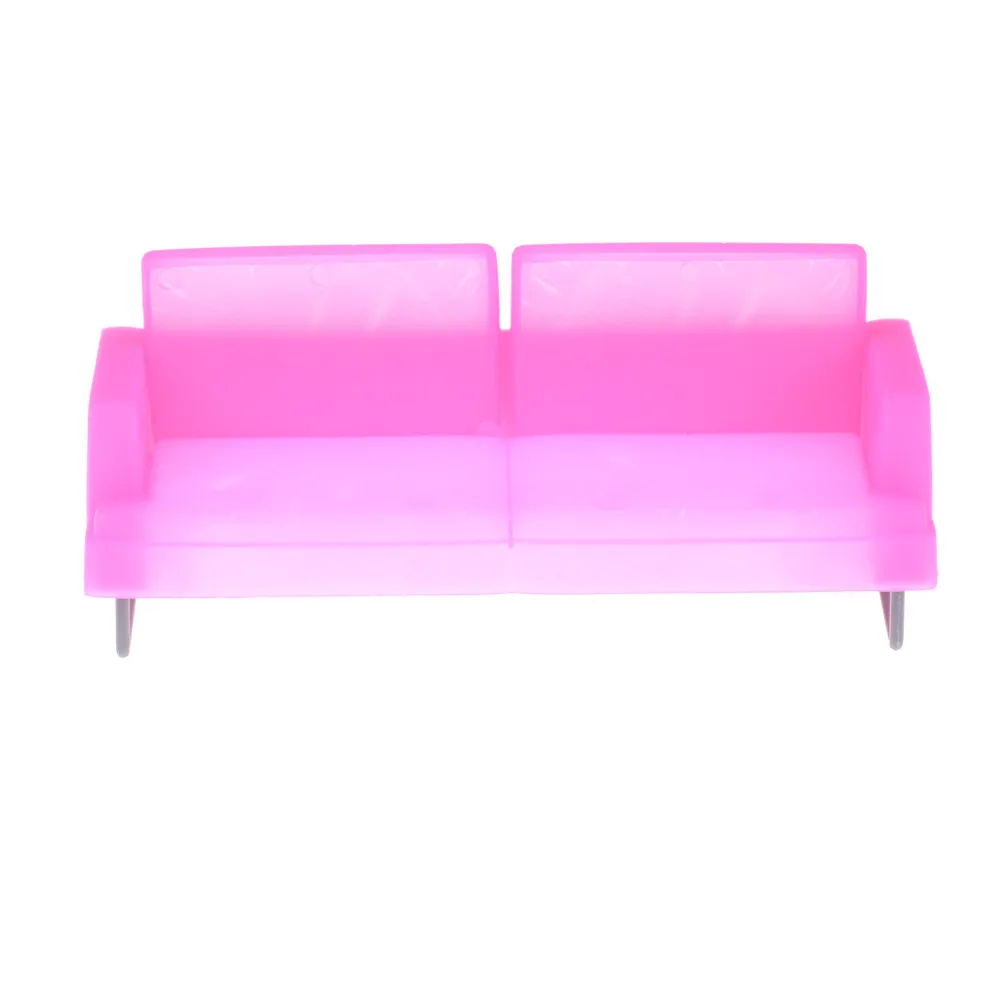 

1pc Dollhouse Sofa Miniature For Doll Deluxe Pink Plastic Sofa Chair For Doll Accessories