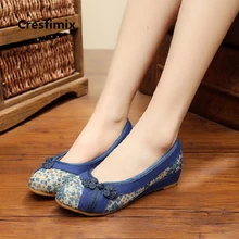 Cresfimix women cool comfortable spring& summer slip on blue flat shoes lady casual high quality cloth shoes cool shoes c2186