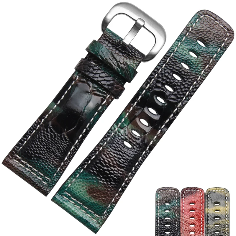 High quality Ostrich leg leather Men s Leather Watchband substitute sevenFriday Red watch strap for SevenFriday