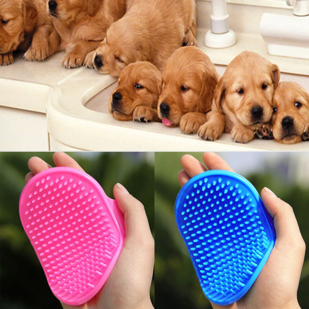 New Qualified Pet Dog Cat Bath Brush Comb Rubber Glove Hair Fur Grooming Massaging Massage Mit Pet Shower Dog Brush#5