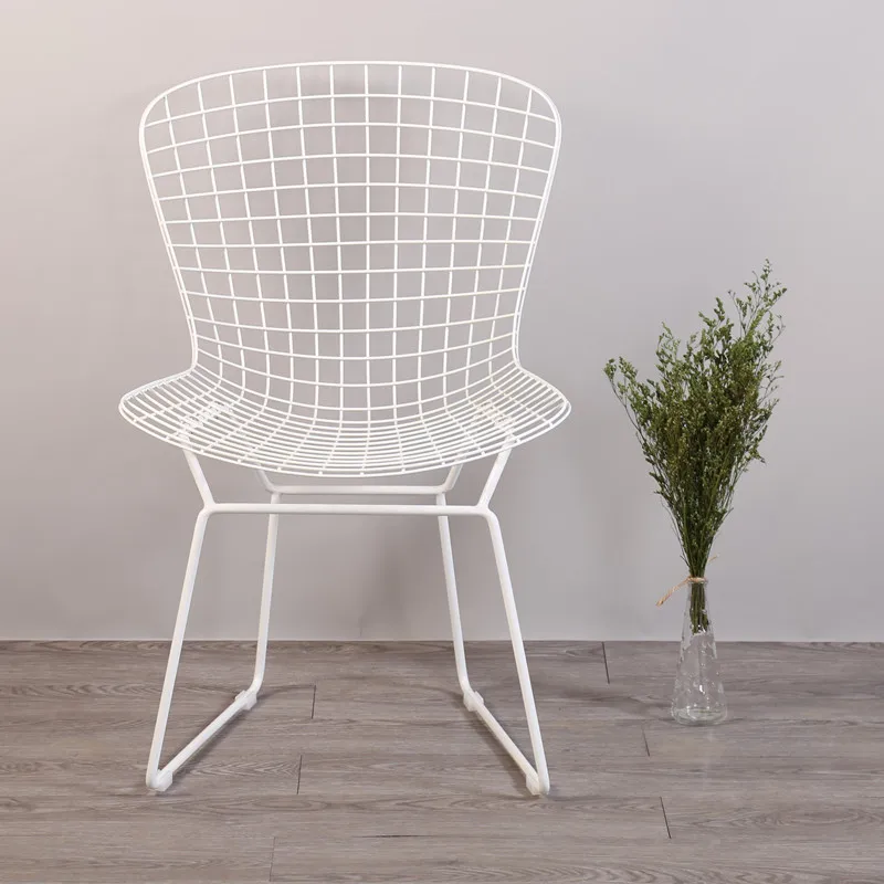 Free shipping U-BEST Modern Classic Design Black White Harry Bertoia metal Wire Padded Chair Steel Wire dining Chair