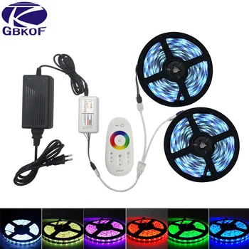 

20M 15M 10M 5050 RGB LED Strips Light 5M No waterproof Tape set+Wireless Touch Remote Controller+DC 12V AC110/220V Power Adapter
