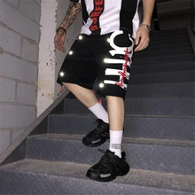 Новое поступление 3м Светоотражающие полосатые модные шорты до колен, мужские мешковатые шорты с завязками в стиле хип-хоп, 5 очков, мужские шорты
