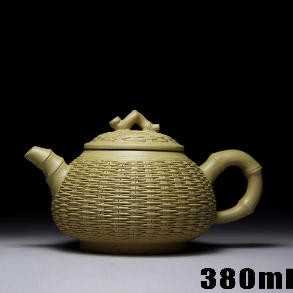 

Authentic Bamboo Teapot Yixing Teapots 380ml Clay Ceramic Chinese Handmade Kung Fu Set Zisha Porcelain Kettle Sets Bouns 3 Cups