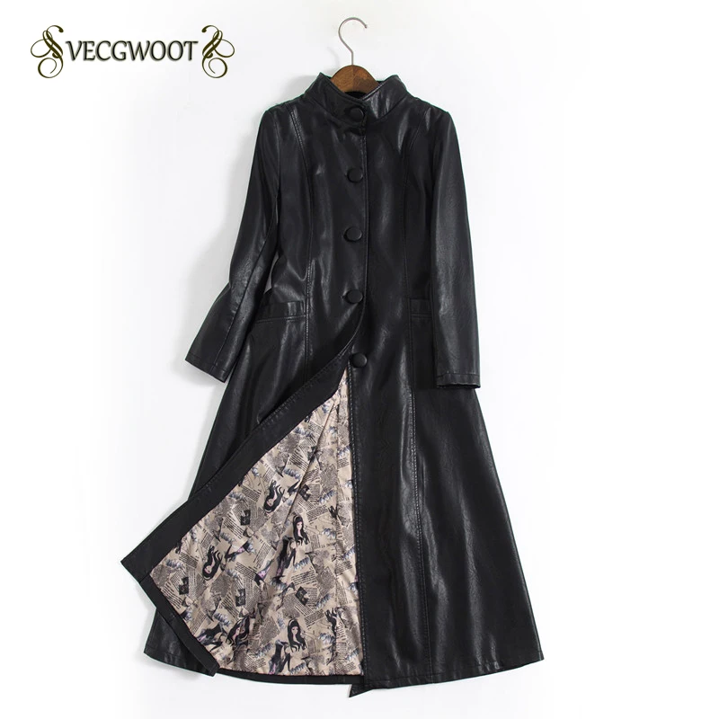 

Autumn Winter Leather Jacket Women 2019 New Long Fashion Slim Parkas Long Sleeves PU Leather Jacket Female M-5XL WYT314