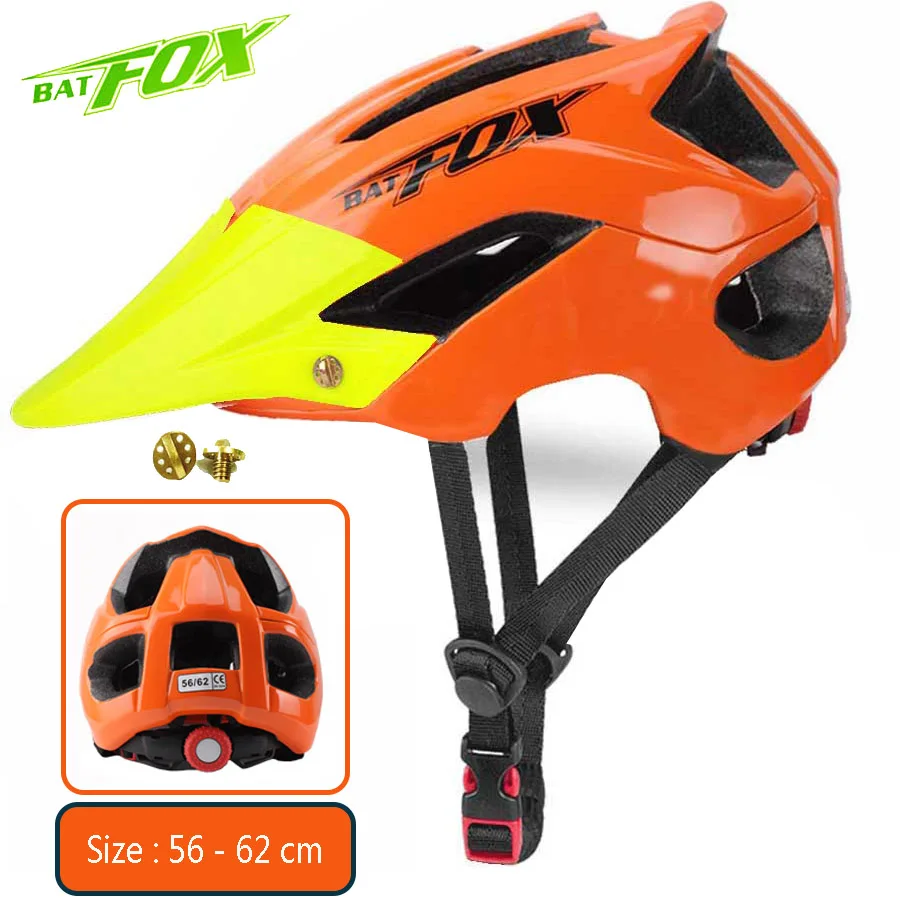 BATFOX велосипедный шлем, велосипедный шлем для мужчин и женщин, дышащий, Сверхлегкий, большой козырек, для горной дороги, для езды на велосипеде, Fietshelm, спортивный шлем - Цвет: Orange Green