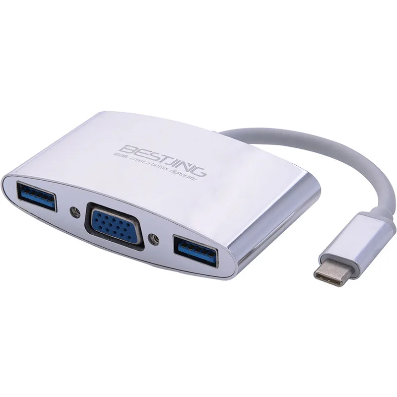

Bestjing USB Docking Station Type C To VGA 2 USB 3.0 Hub Adapter For New MacBook Chromebook Pixel Free Drop Shipping
