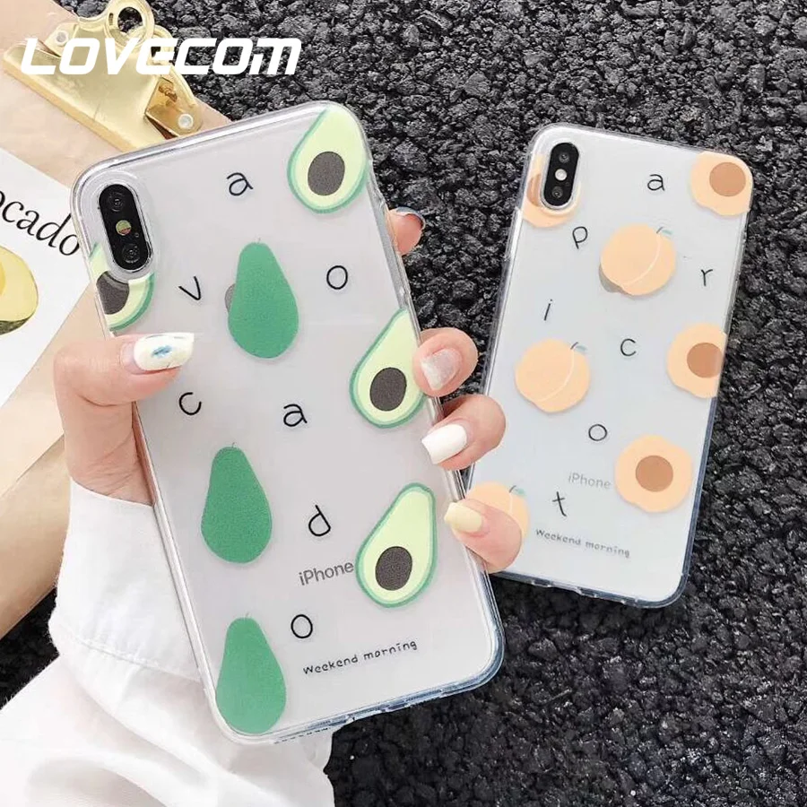 

LOVECOM Cute Candy Color Avocado Fruit Phone Cases For iPhone XS Max XR X XS 6 6S 7 8 Plus Soft TPU Phone Back Cover Coque Gift