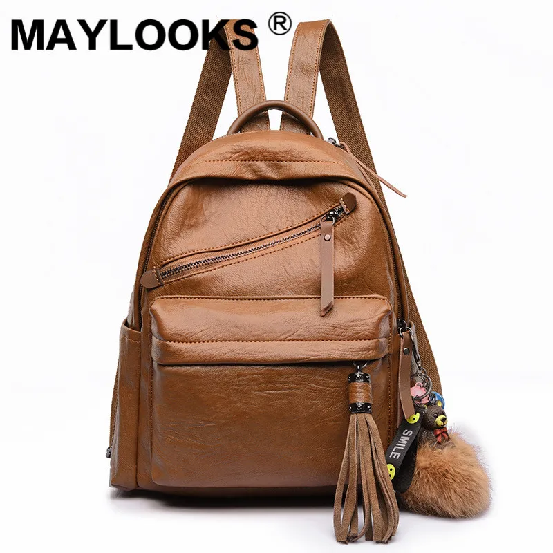 

2019 new women's backpack fashion tassel unilateral retro tide backpack student bag M-AS216