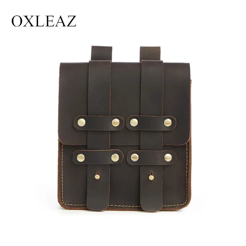 

OXLEAZ Mens Small Crazy Horse Waist Belt Bag Pocket Wallet Men Leather Waist Bag Vintage Fanny Pack Belt Pouch Leg Bags