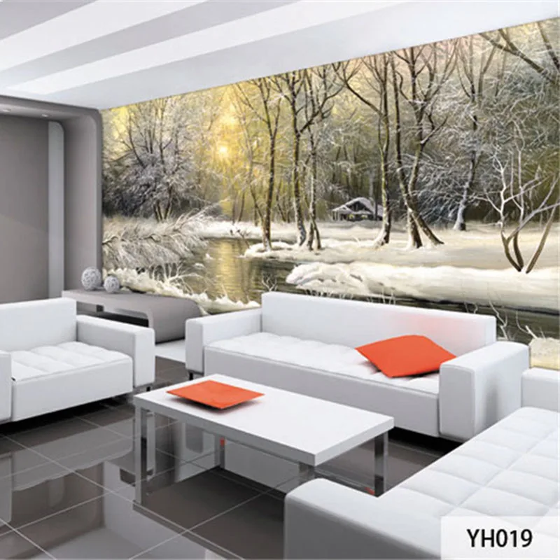 

Custom 3D Print DIY Fabric &Textile Wallcoverings For Walls Wallpaper Matt Silk For Living Room Forest Oil Painting European Top
