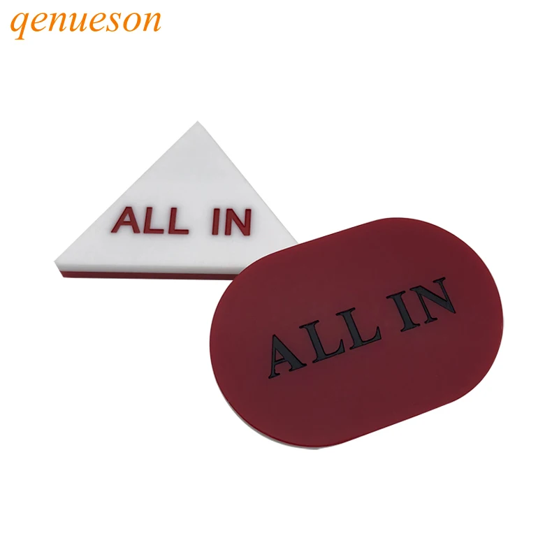 

High Quality White and Red Acrylic ALL IN Button Oval and Triangle Texas Hold'em ALL IN Button Double-sid Red and White qenueson