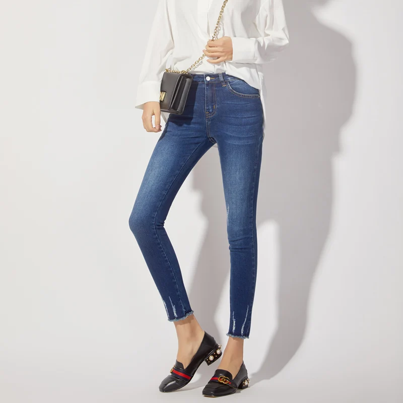 LEIJIJEANS новинка 2019 весенние Стрейчевые отбеленные джинсы рваные стиль размера