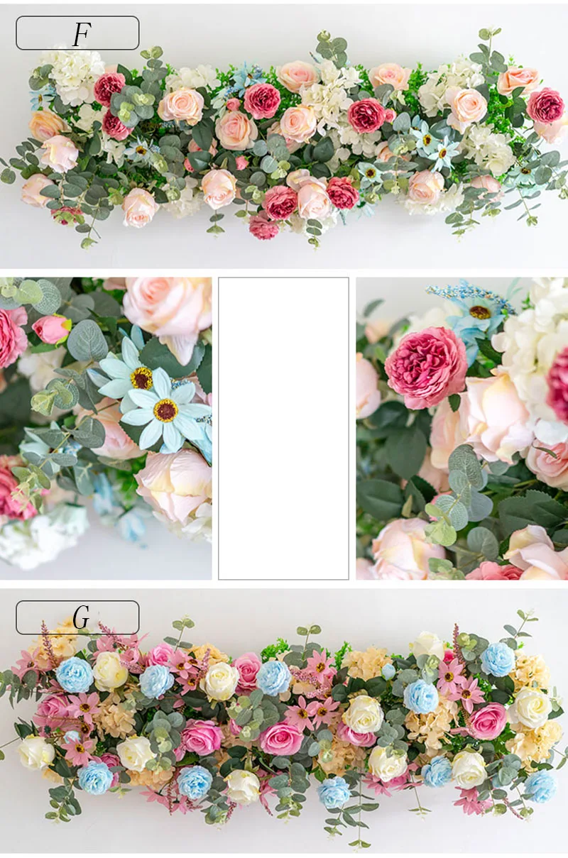 Flone 100cm high quality Rose Artificial Silk Flower Row For Wedding Arch Background wall stage party props Decoration Flower Accessories  (8)