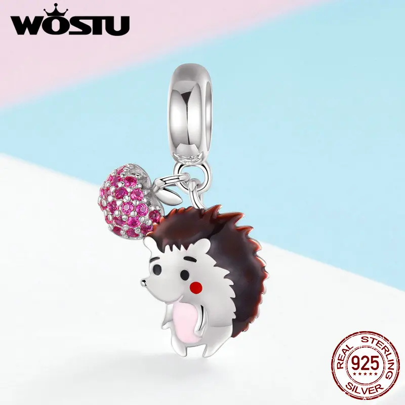 

WOSTU Authentic Cute 925 Sterling Silver Hedgehog Beads Fit Charm Bracelet & Necklace Pendant Party For Women Jewelry FIC1061