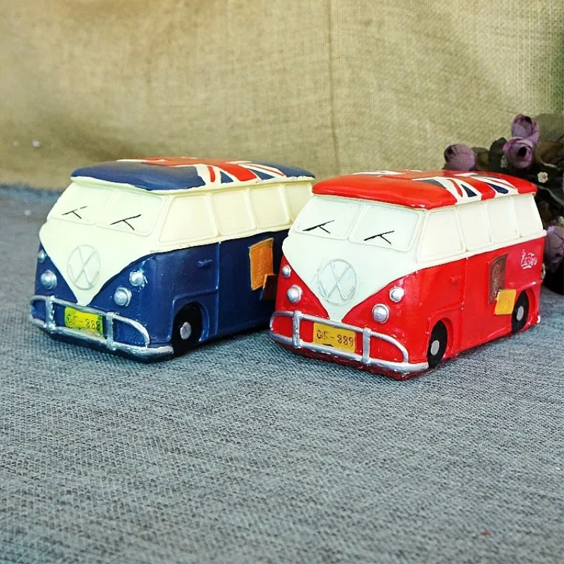 

Fat Bus Model Money Box Piggy Bank Decoration Bar Cafe Piggy Bank Red Blue Children's toy Gifts Child Saving Coin Bank