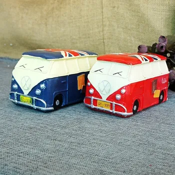 

Fat Bus Model Money Box Piggy Bank Decoration Bar Cafe Piggy Bank Red Blue Children's toy Gifts Child Saving Coin Bank