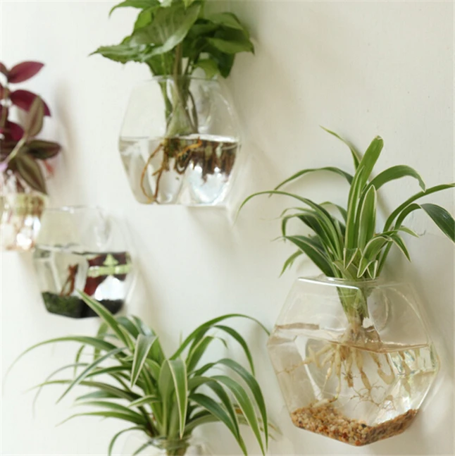 Оригинальная Шестигранная настенная стеклянная ваза, минималистичный стиль, настенный Террариум, подвесная ваза для цветов, гидропоники, домашний декор для стен