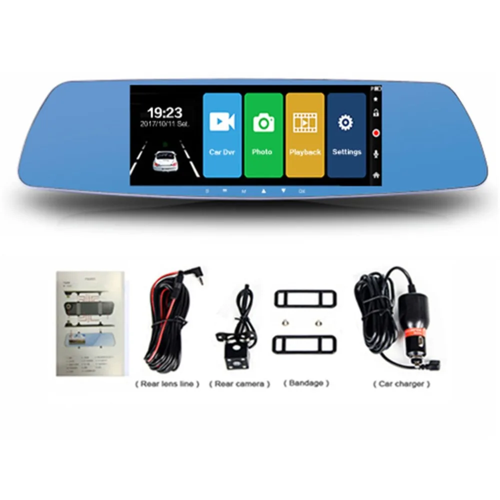 

General 7 Inch Touch Screen Car DVR Full HD 1080P Dual Lens Camera Rearview Mirror Video Recorder Dash Cam Auto Camera Recorder
