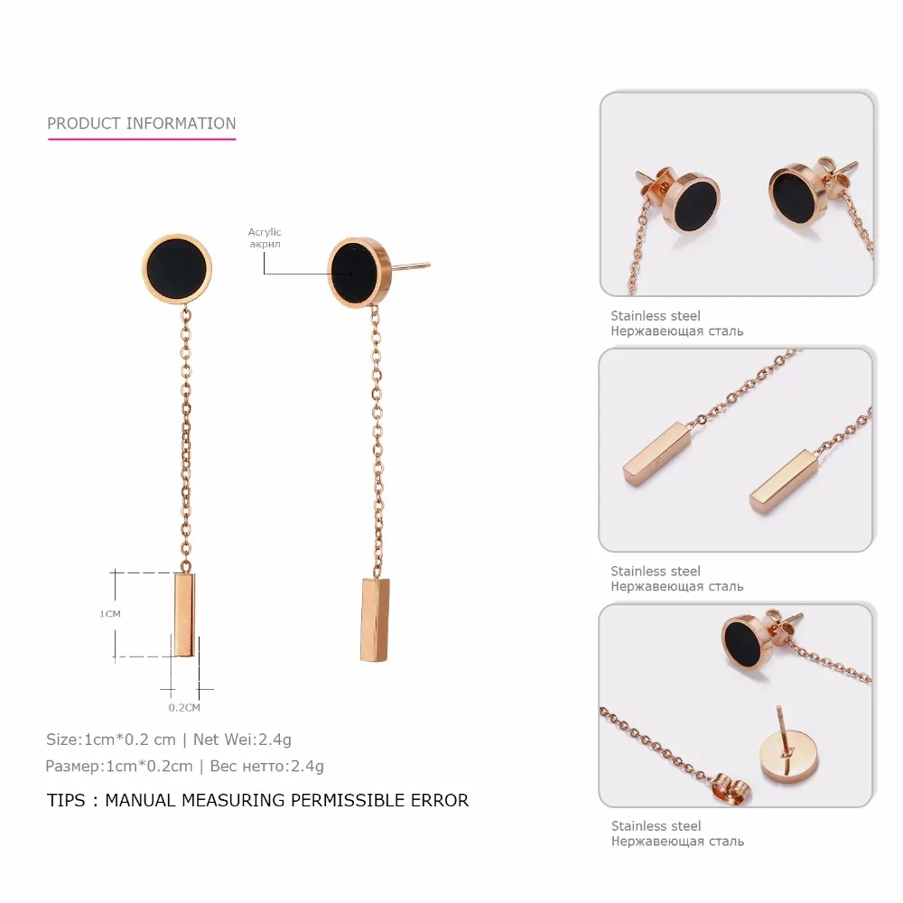 eManco Acrylic Dangle Earrings for Women Long Chain Luxury Design Top Stainless Steel Drop Earrings With Cute Pendants