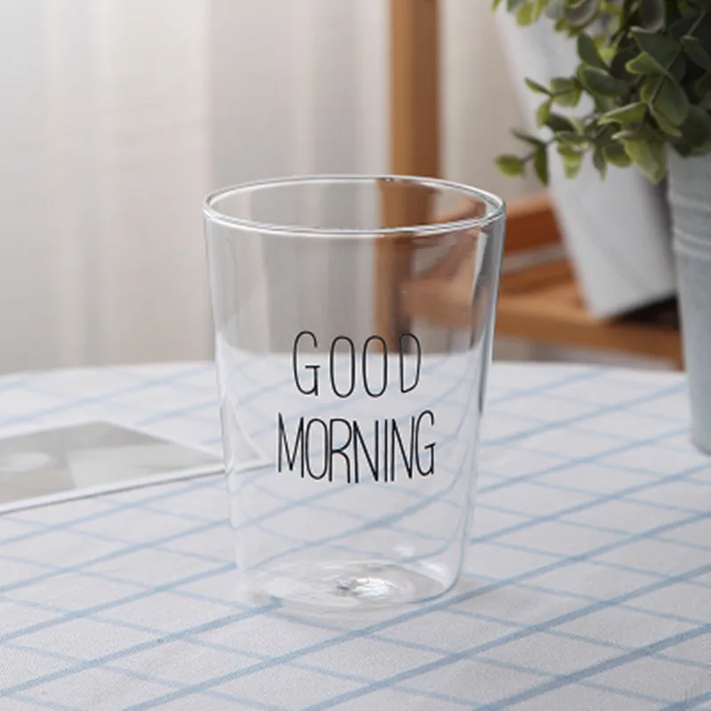 Good Morning Heat-resistant Glass Cup Beer Coffee Cup Set (7)_